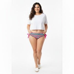 EONAR XL Swimsuit Bottoms Colorful Geometric Print Tie Side Bikini Bottom